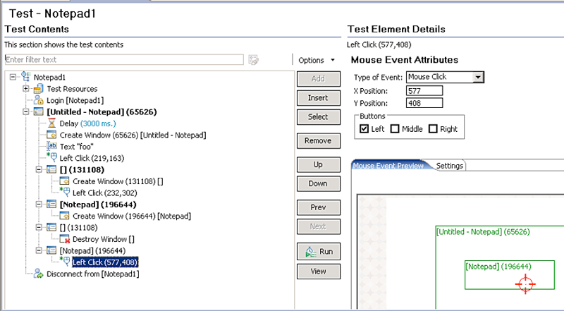 屏幕截图显示了Citrix鼠标单击测试元素